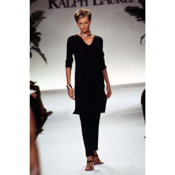 Ralph Lauren Collection Purple Label Vintage Linen Mini Dress Black 1997 Runway - Picture 11 of 16